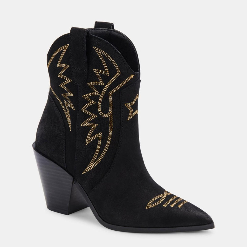 Dolce Vita Ginni Pull On Pointed Booties in Black Nubuck Size 8.5 New in Box