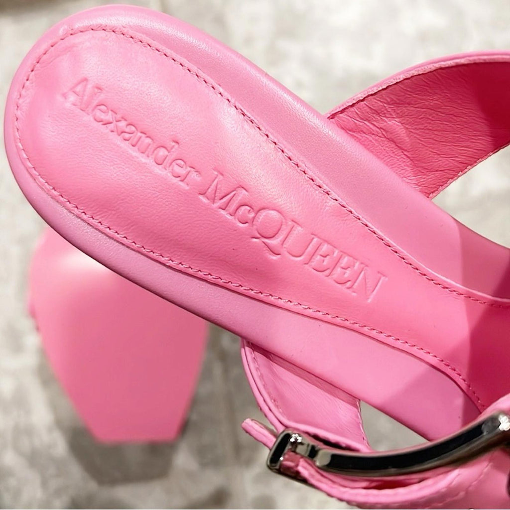 Alexander McQueen Double Buckle Punk Mule in Pink, Size 39 New w/DustBag $1050
