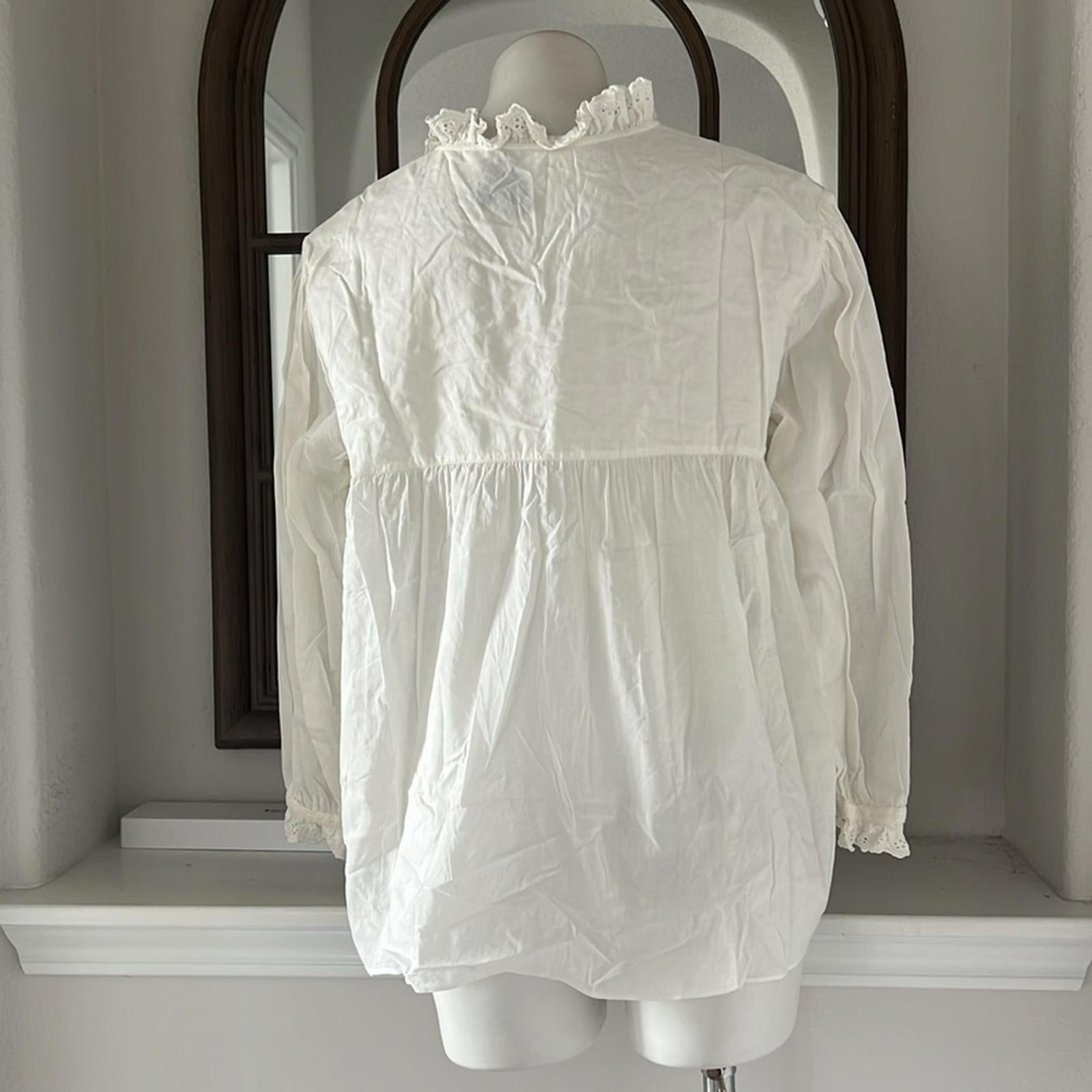 NILI LOTAN Sarah Shirt x Revolve in Ivory, Size L EXCELLENT! Retail $350