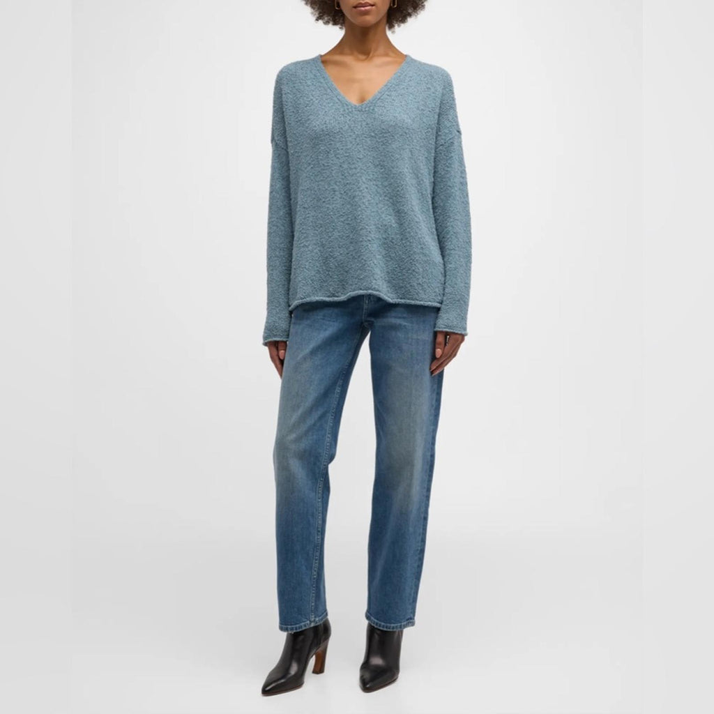 Eileen Fisher Organic Cotton Blend Sweater in Blue Steel, Very Soft, Size 1X NEW