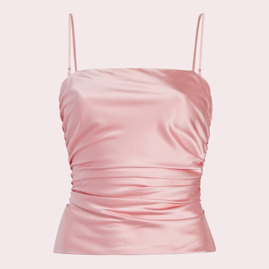 Cinq à Sept Jaylin Ruched Stretch Silk Camisole, Pink Quartz Size S New w/Tag