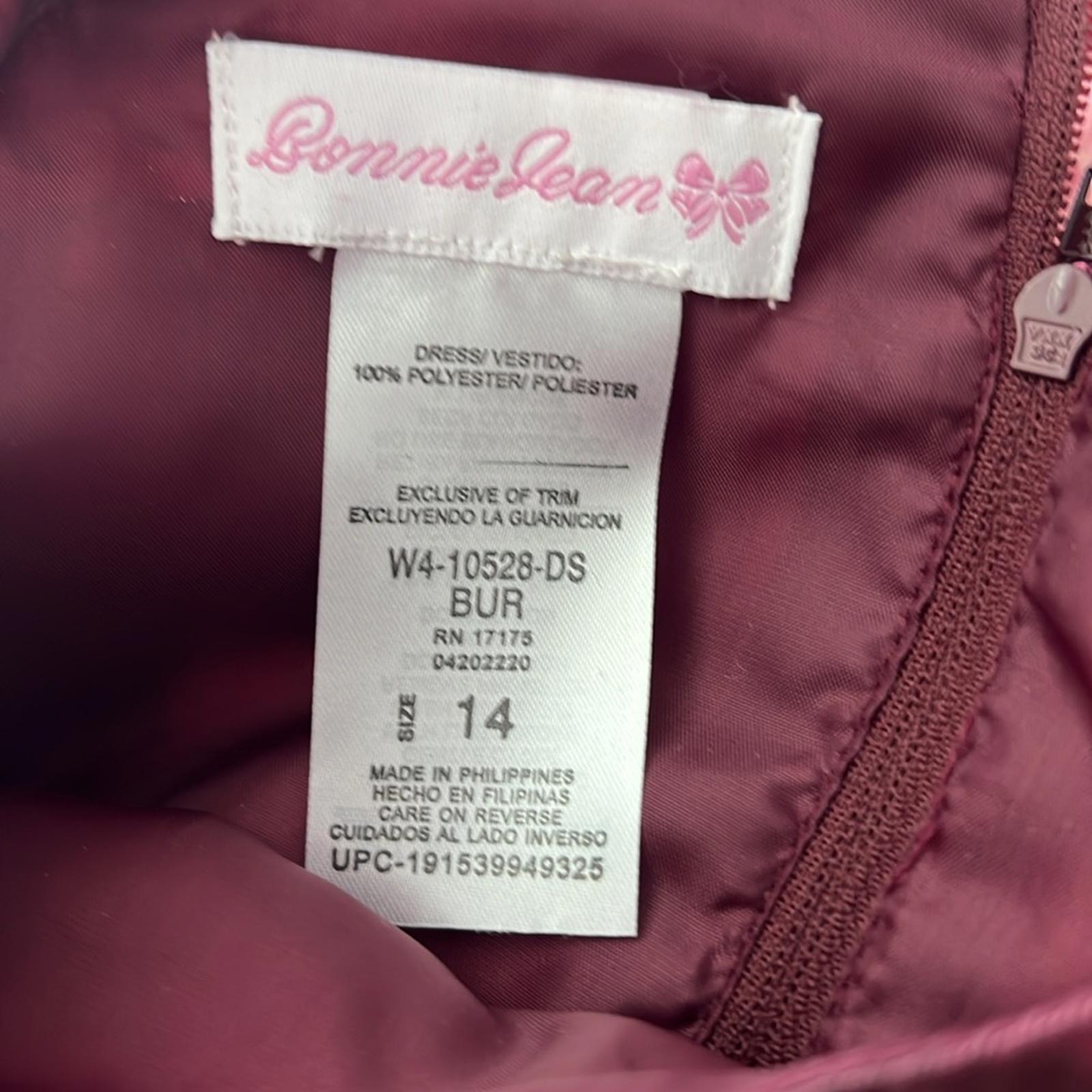 Bonnie Jean Mikado Bow Front Dress in Burgundy, Big Girl’s Size 14, New w/Tag