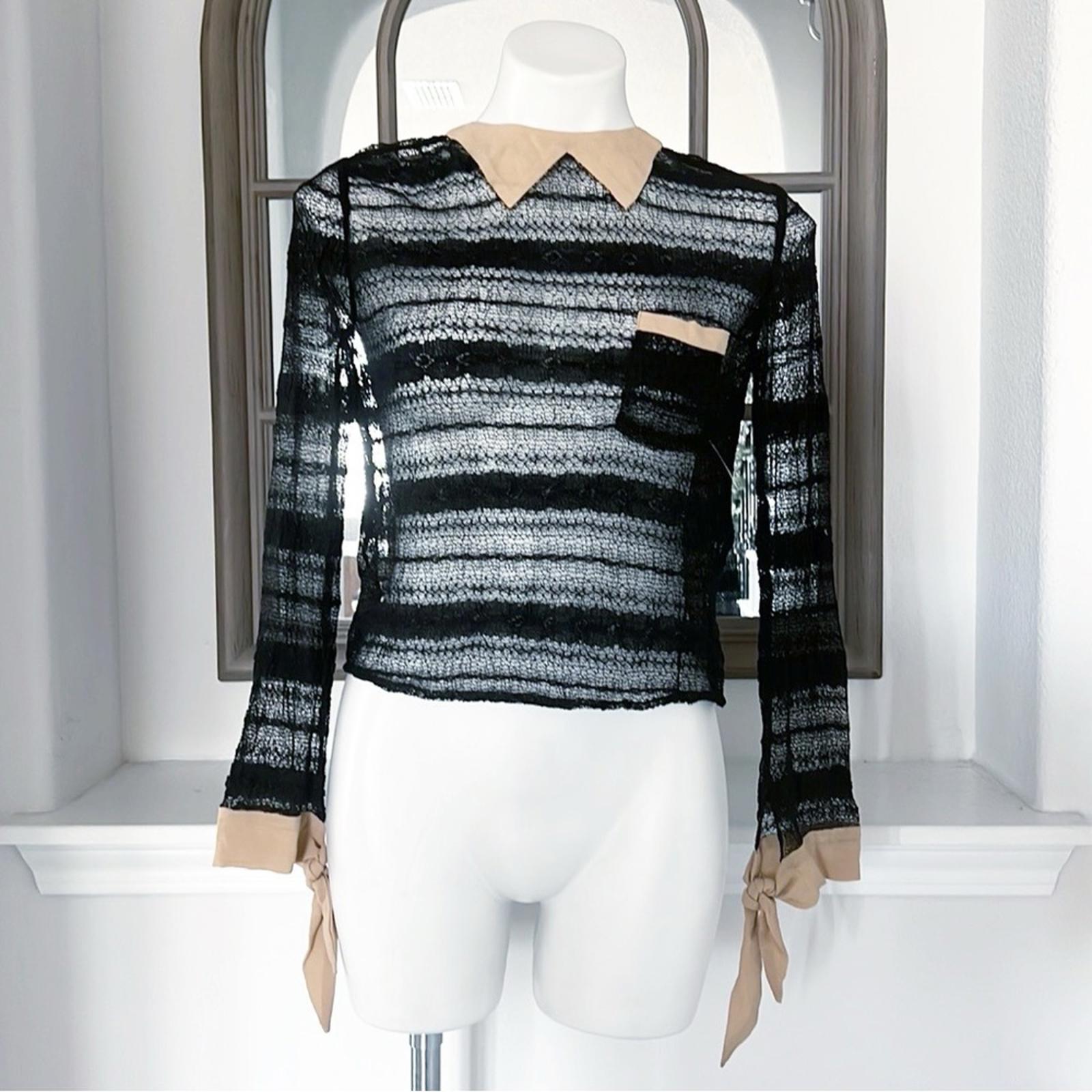 Opening Ceremony Sheer Lace Blouse in Black, Size S