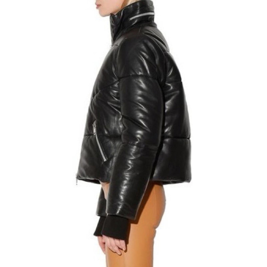 NEW Walter Baker Edwina Puffer Jacket 100% Lamb Leather, Black, NEW w/o Tag $748