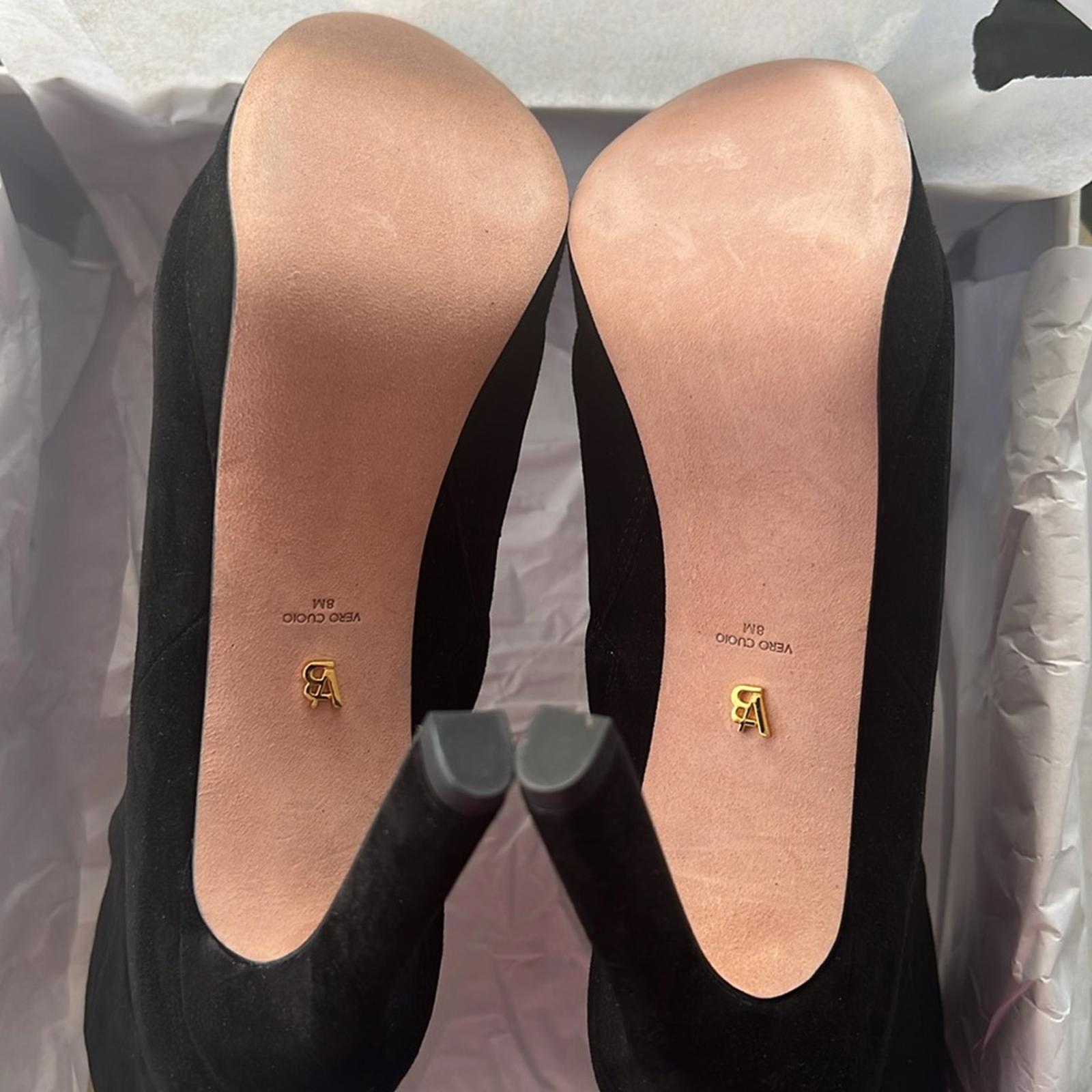 Veronica Beard Dali Suede Platform Ankle Boots, Black Size 8 New in Box $550