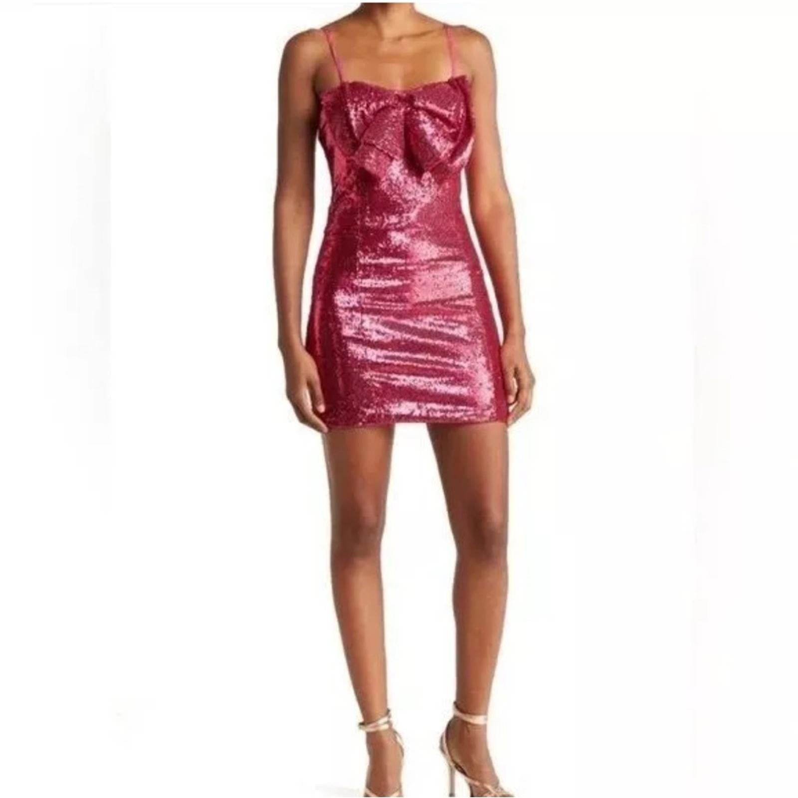 Torn by Ronny Kobo Lindsay Sequin Bow Front Mini Dress in Pink Size M NWT $548