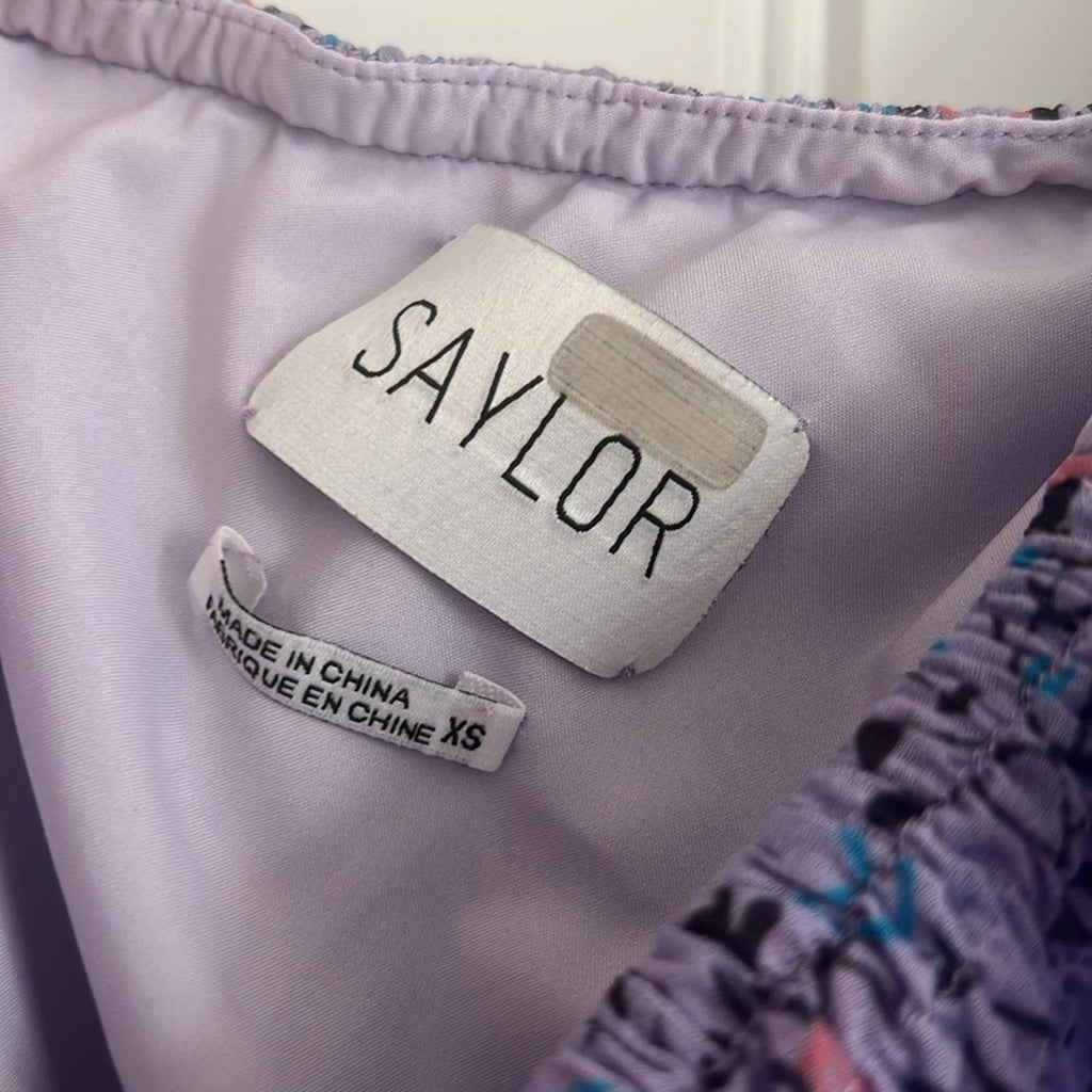 SAYLOR Janice One-Shoulder Ruffle Floral Top, Purple Size XS EXCELLENT! $219