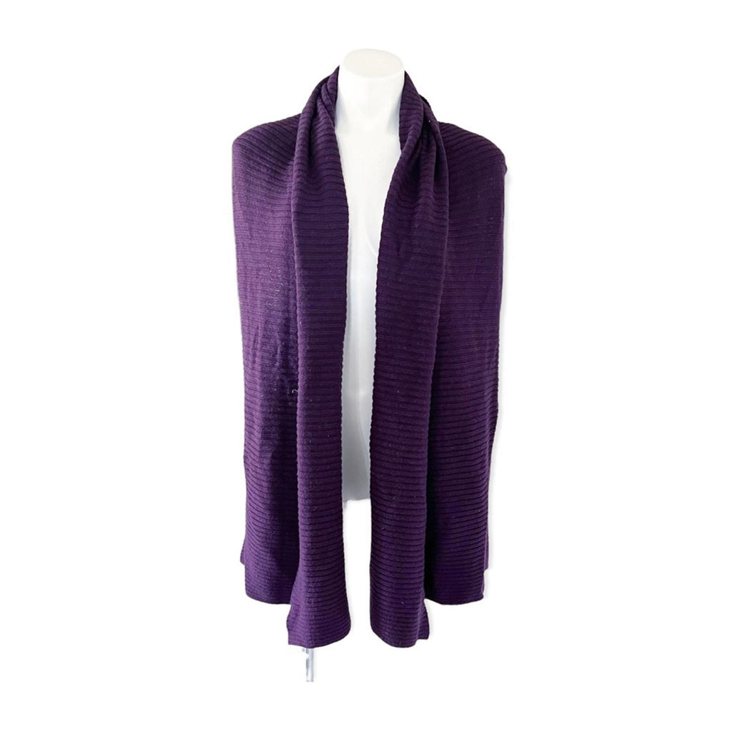Donna Karan Wool Ribbed Kinit Cardigan in Purple, Size M/L New w/Tag
