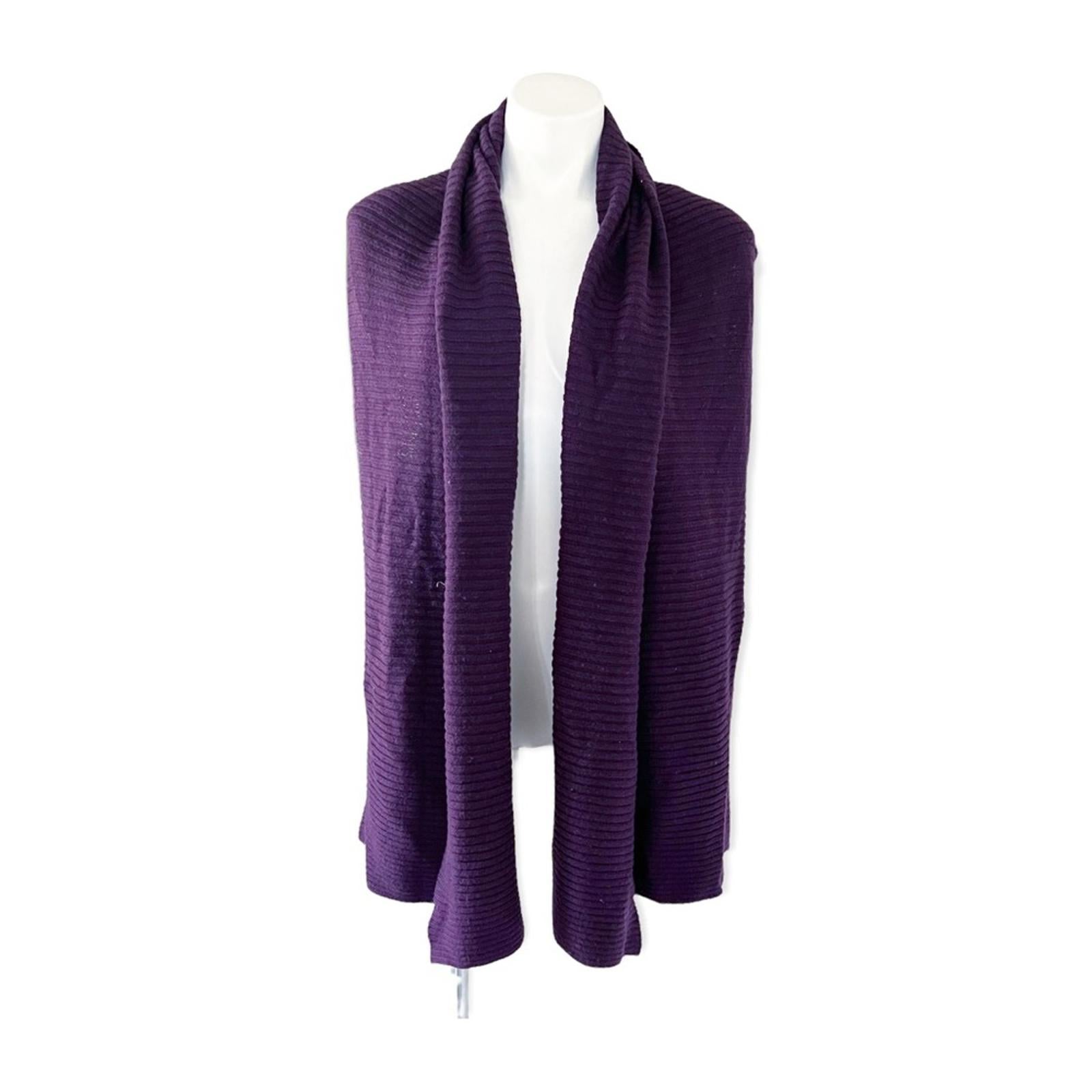 Donna Karan Wool Ribbed Kinit Cardigan in Purple, Size M/L New w/Tag