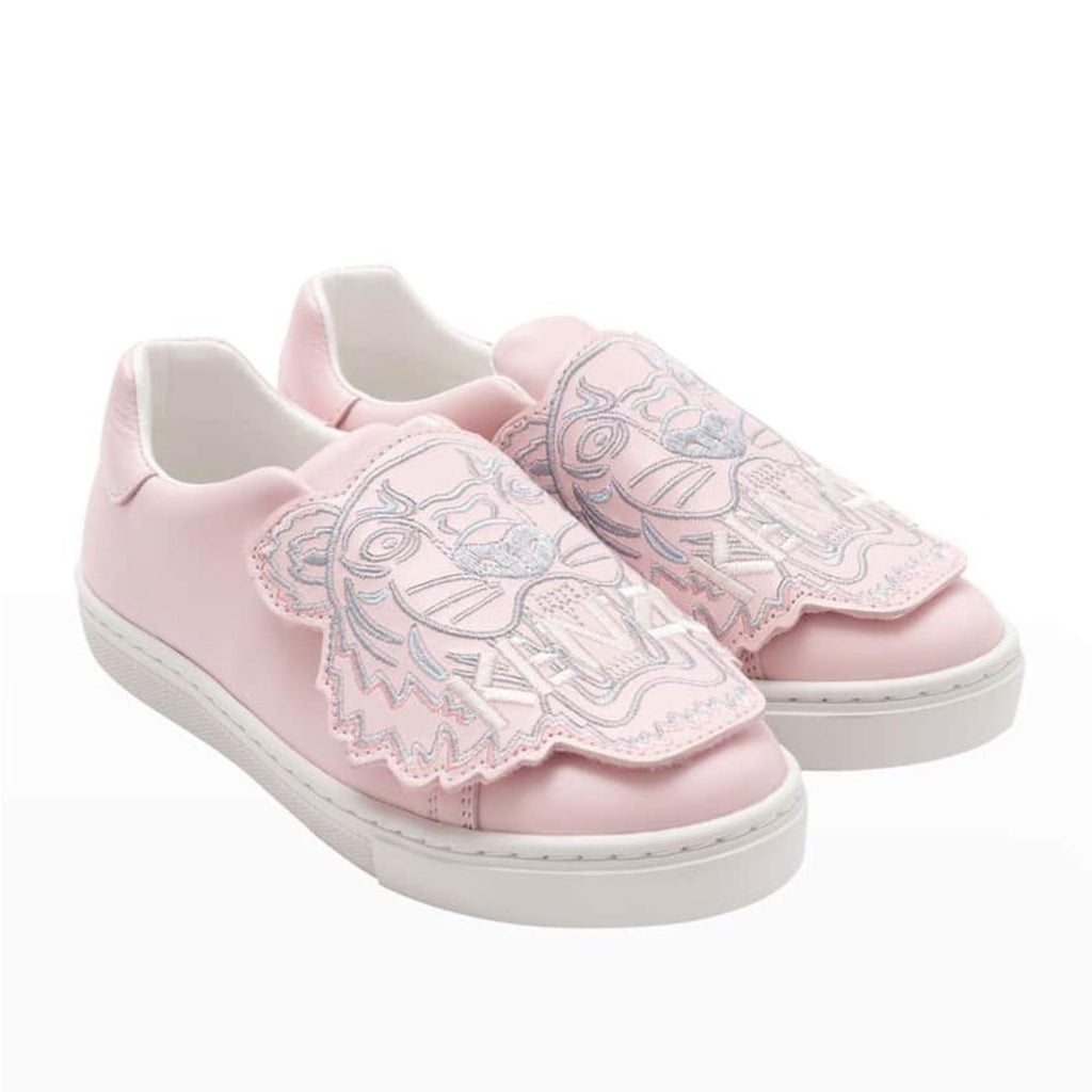 Kenzo Tiger Leather Low-Top Sneakers in Pink, NWT, Size EU 26, US 9.5