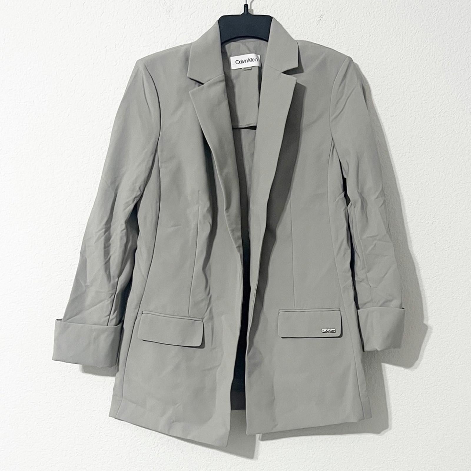 Calvin Klein Infinite Stretch Open-Front Blazer in Grey, Size 6, Retail $139