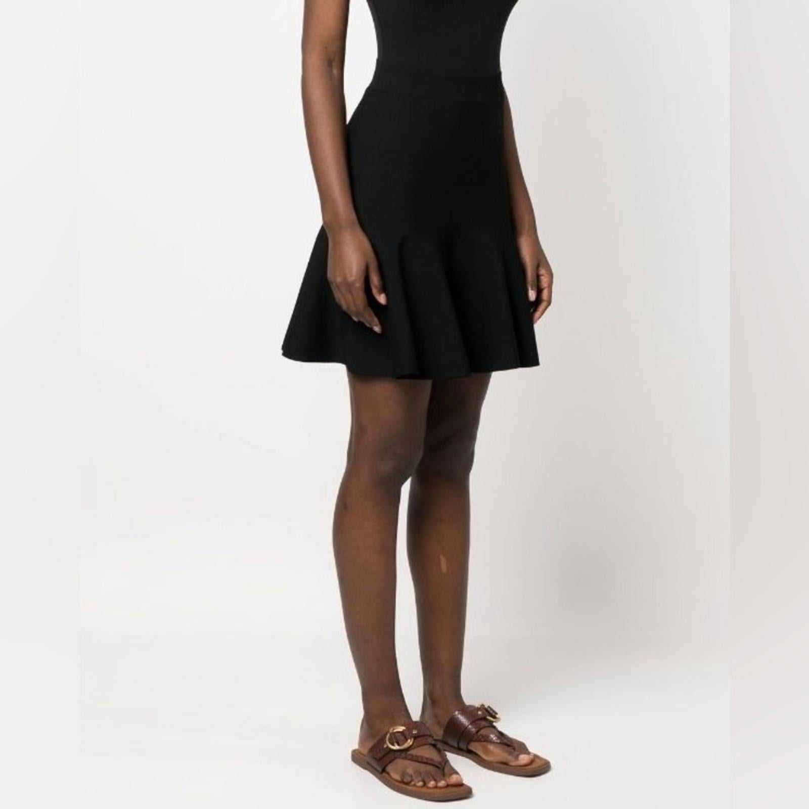 Stella McCartney Flared Midi Skirt, Black Size 44 Retail $598