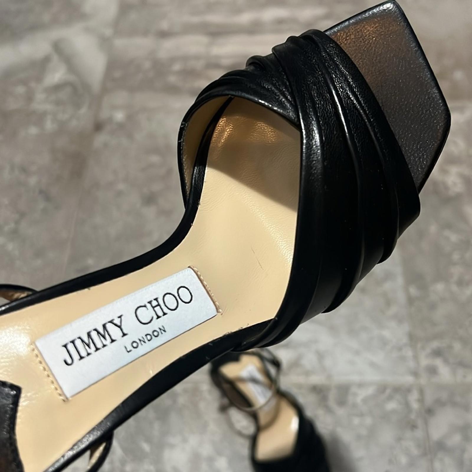 Jimmy Choo Basil Ankle Strap High Heel Black Sandals, Size 35 NEW in Box+DustBag