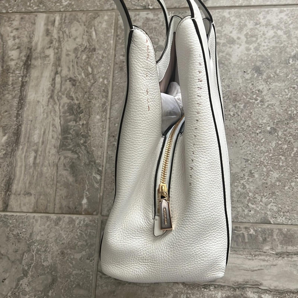 Michael Kors Rosemary WHITE Leather Shoulder Tote Shoulder Bag, New w/Tag $358