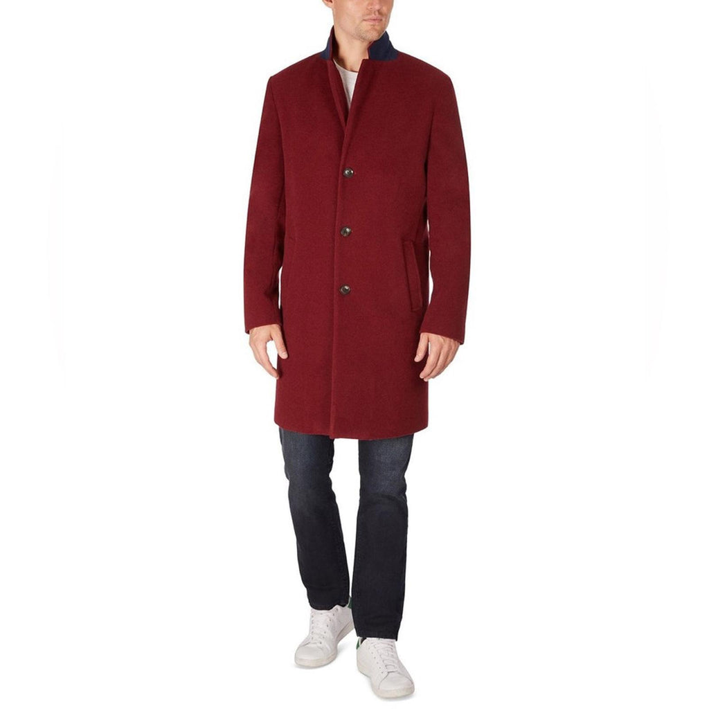 Tommy Hilfiger Addison Wool-Blend Trim Fit Overcoat in Red, Size 44 Reg NWT