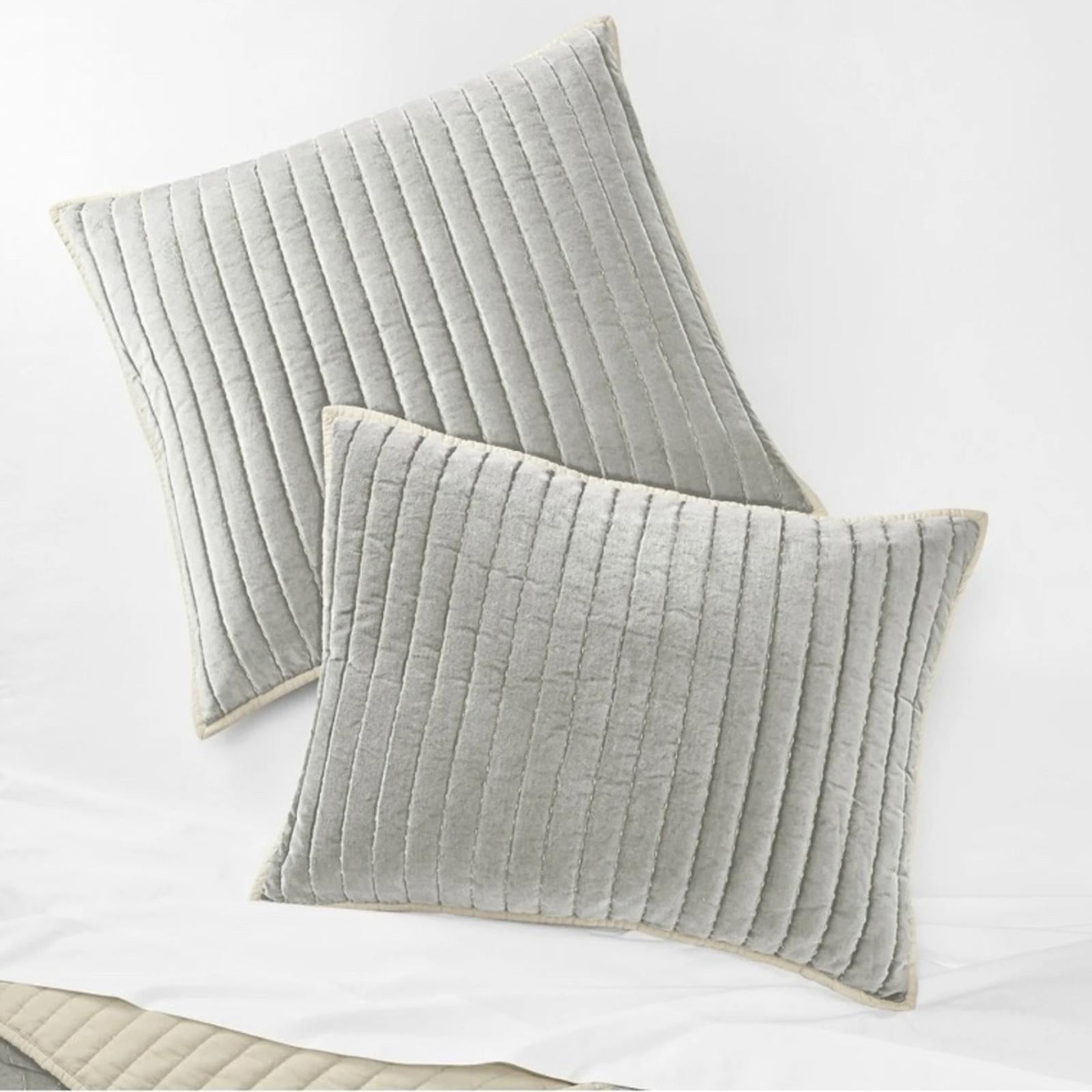 Oake Velvet King Sham in Grey, NEW $85