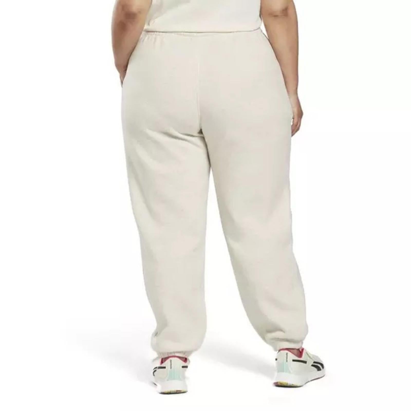 Reebok Identity Logo Fleece Joggers, White Heather Plus Size 1X, New w/Tag
