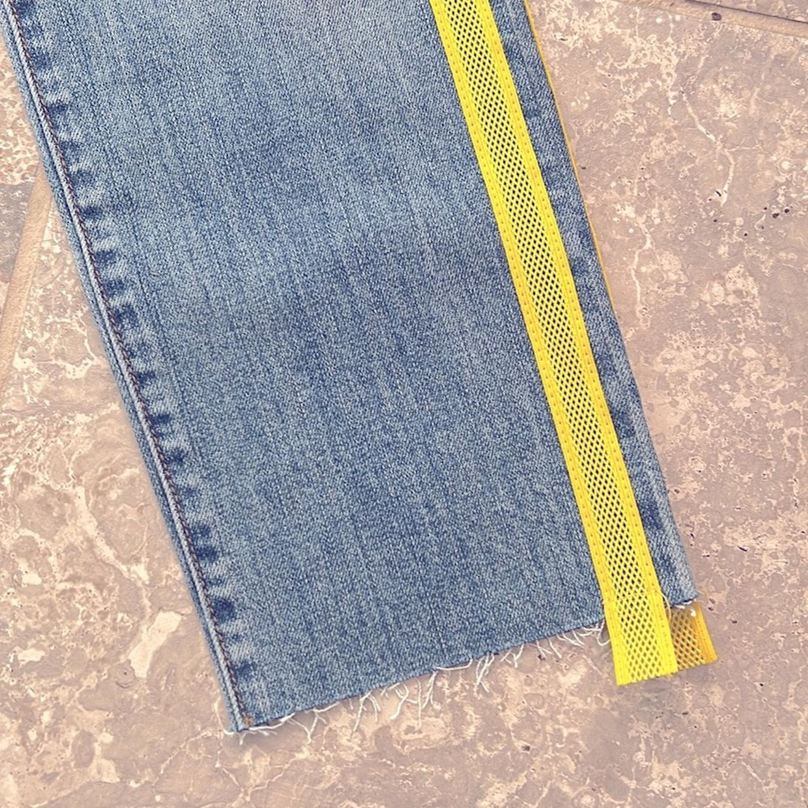 KUT from the Kloth Reese Yellow Stripe Ankle Straight Leg Jeans Size 0 New w/Tag