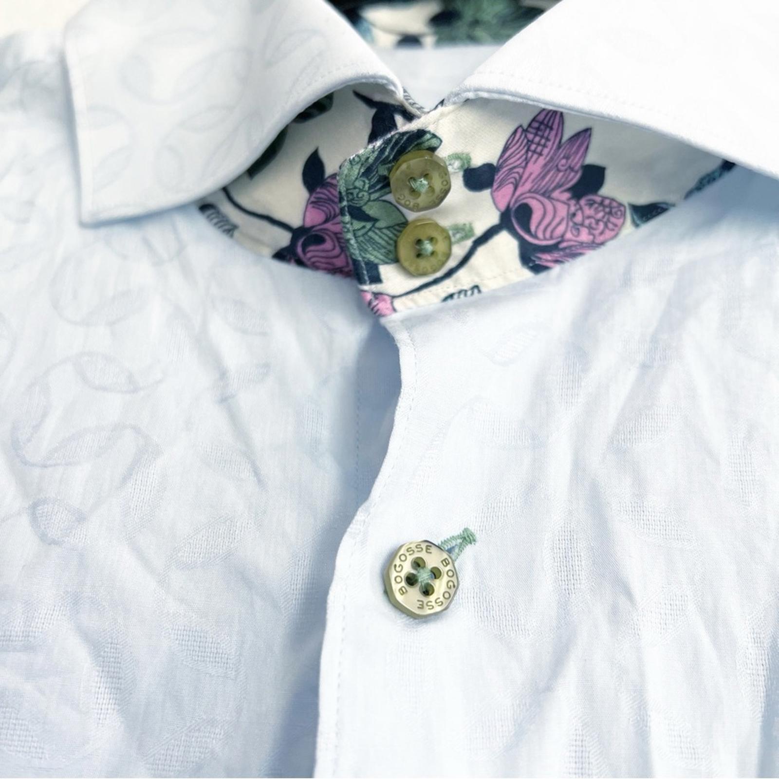 BOGOSSE Blue Jacquard Button-Up Dress Shirt, NWT, Size 8/4X