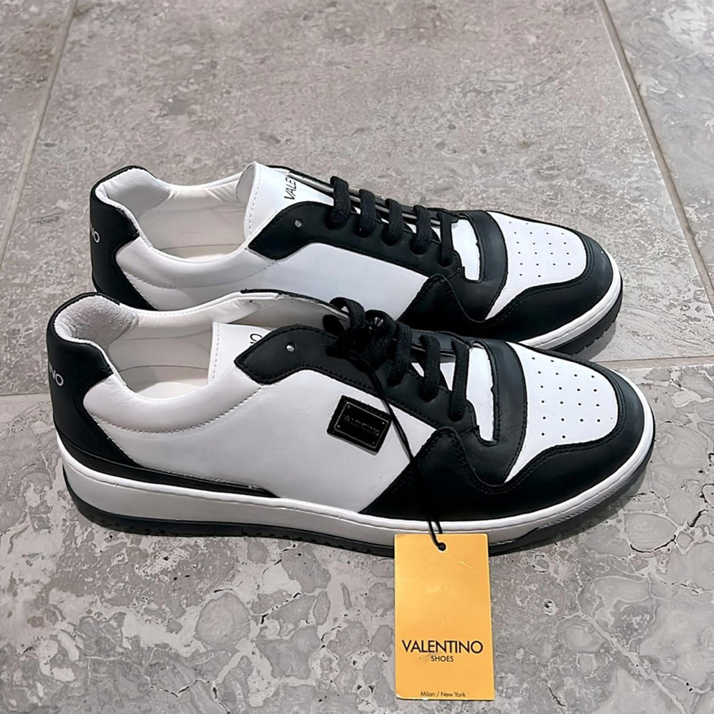 Valentino Oliver Leather Sneakers in Black/White Size 10.5 NEW w/Tag