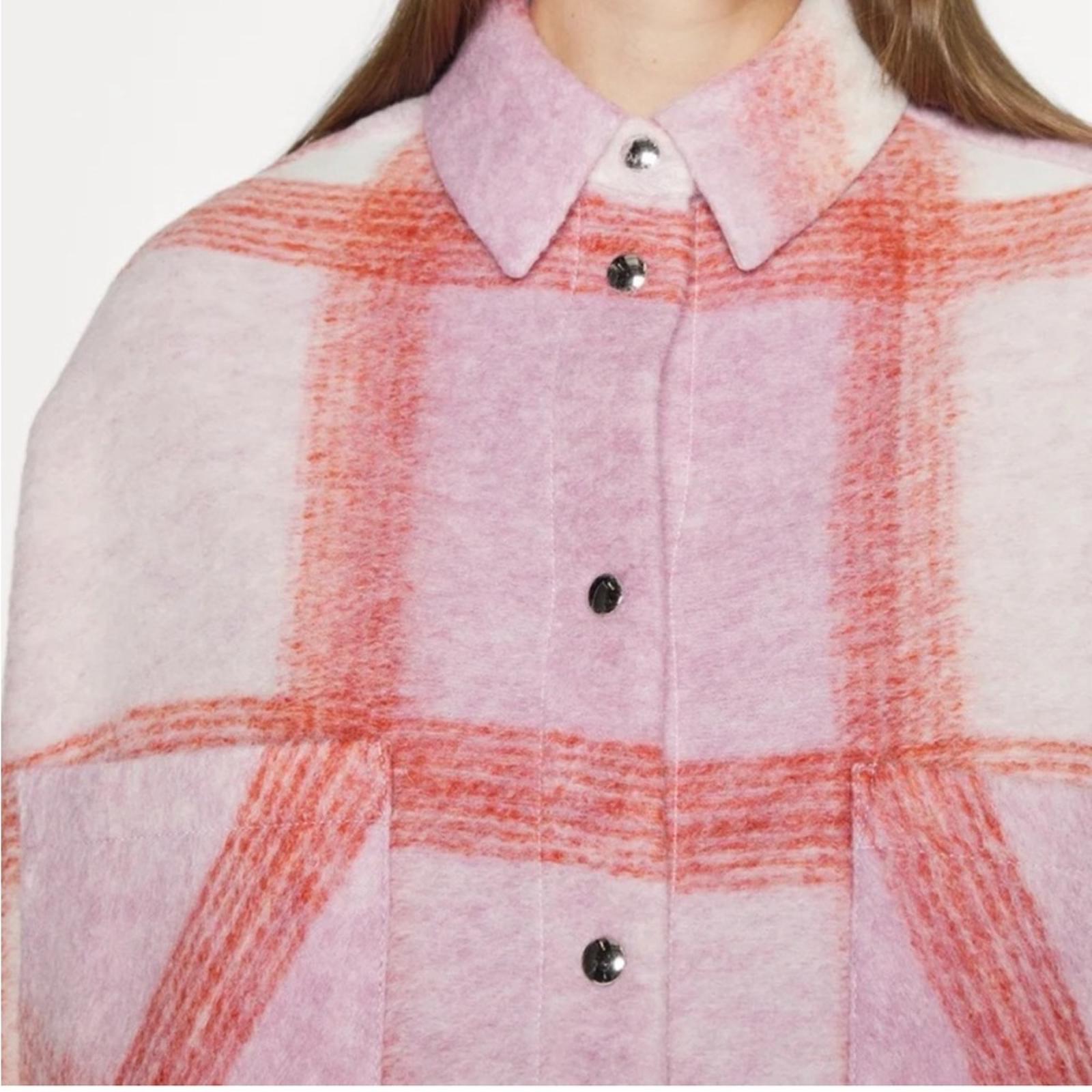 NWT IRO Lemina Check Plaid Oversized Shacket Jacket, Mixed Pink Size 34/XS $435