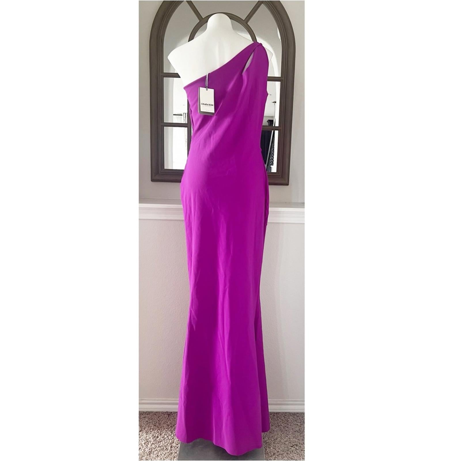 Chiara Boni Costanza Long One-Shoulder Gown in Magneta, Size US14 EU50 NWT $995