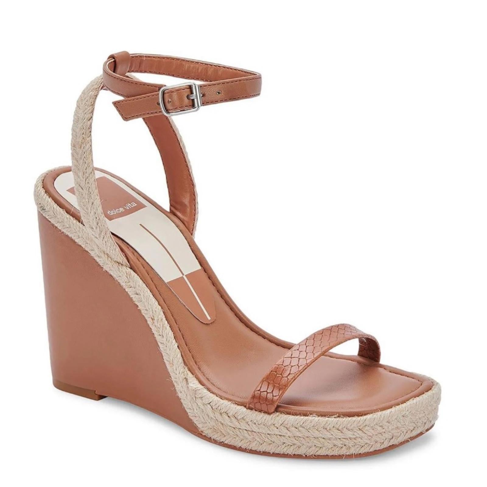 Dolce Vita Aurora Cedar Embossed Stella Platform Wedge Sandals Size 9.5 NWT