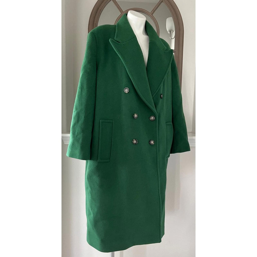 Michael Kors Mensy Double-Breasted Wool Blend Coat in Green, Size XL NEW