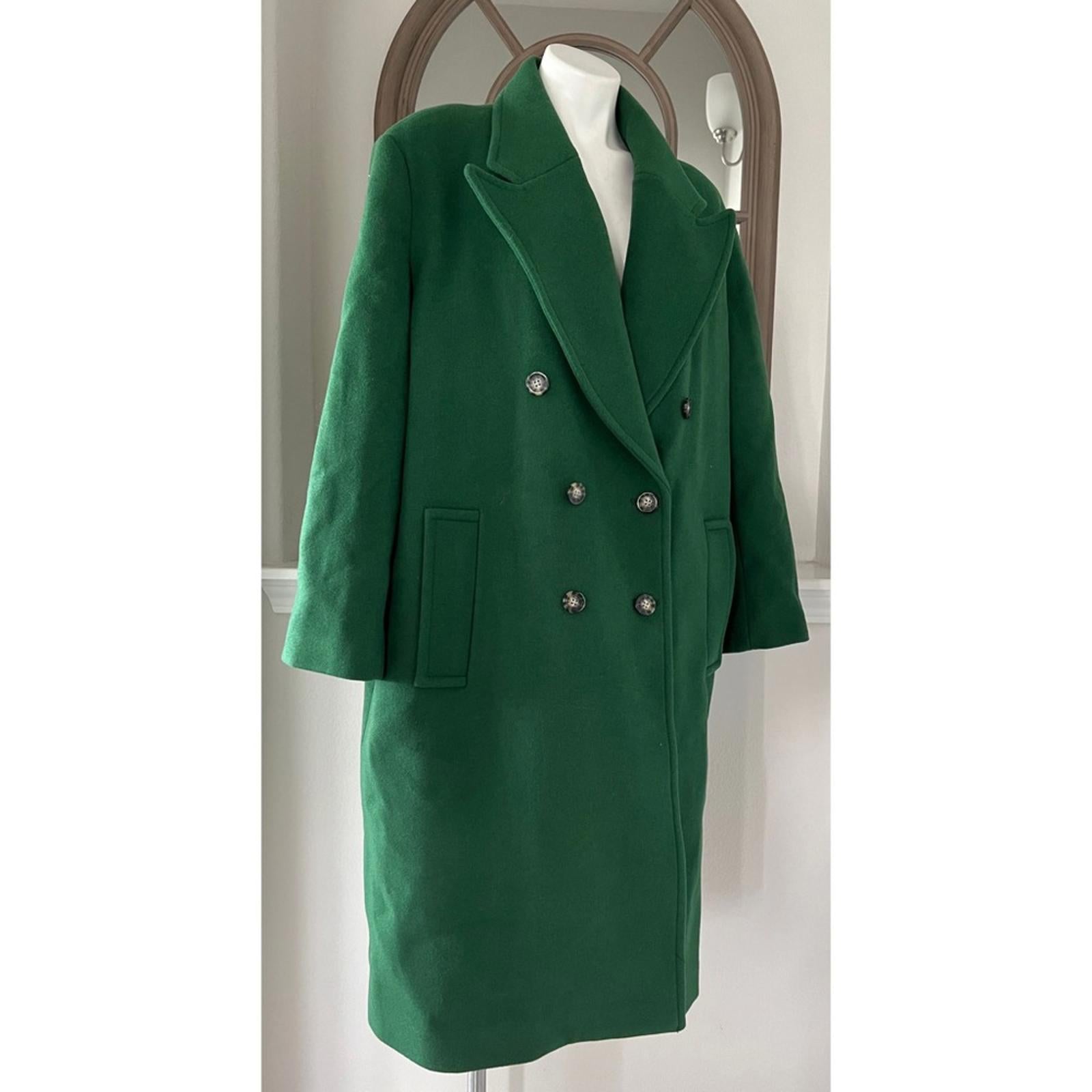 Michael Kors Mensy Double-Breasted Wool Blend Coat in Green, Size XL NEW