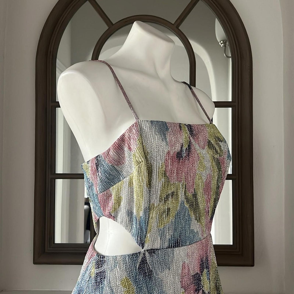 Liv Foster Printed Cutout Pleat Front Dress, Size 10 New w/Tag Retail $295