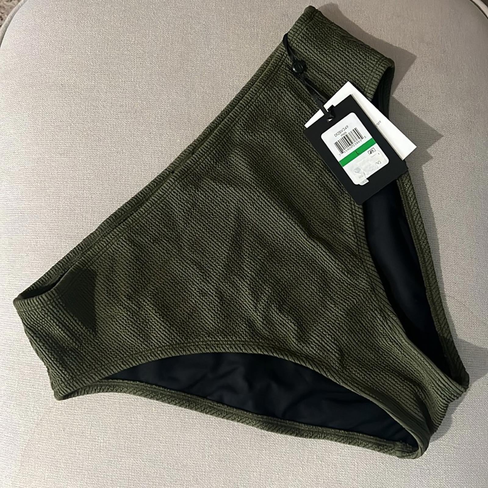 DKNY Textured High-Waist Bikini Bottom, Size L NEW w/Tag