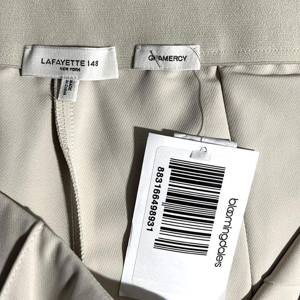Lafayette 148 New York Acclaimed Stretch Gramercy Pants in Sand, NEW, Size 16