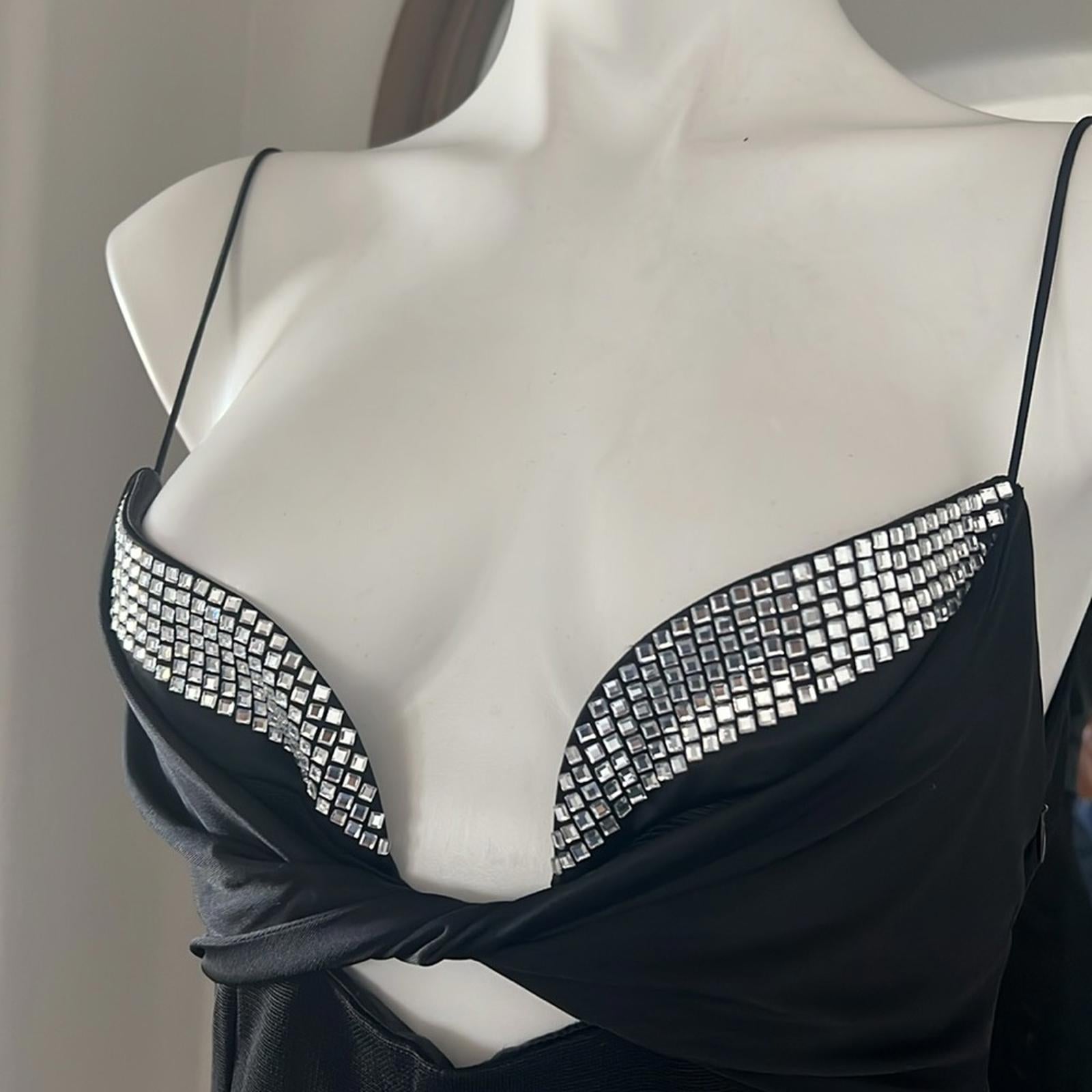 Galvan London Crystal Bustier Dress in Black Size US8 FR40 UK12 New w/tag $1,895