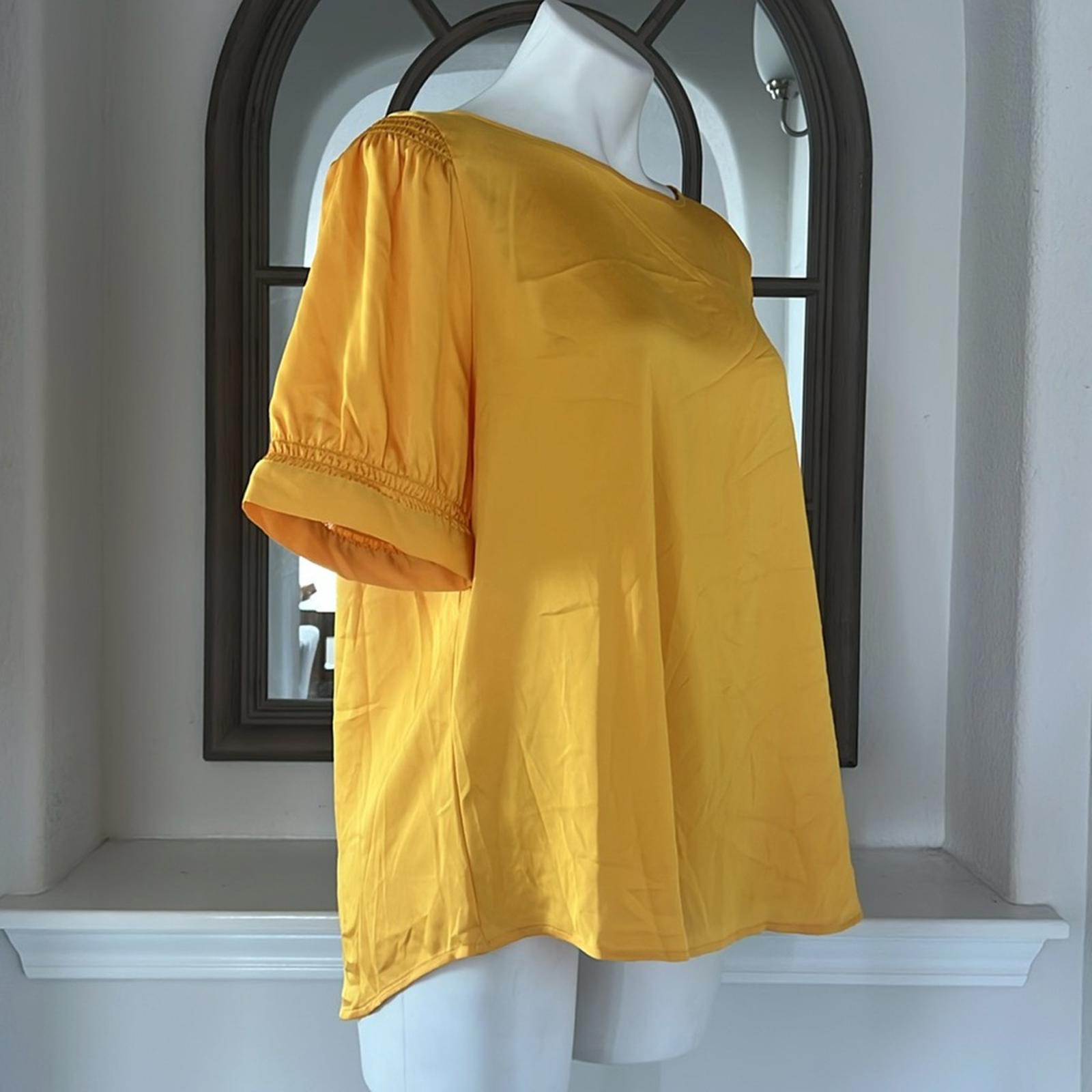 Karl Lagerfeld Satin Blouse in Gold, Size XL NEW w/Tag