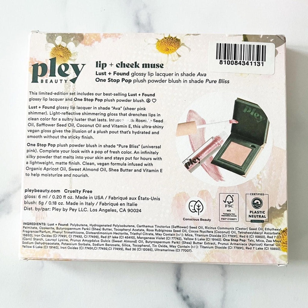 PLEY BEAUTY 2-Piece Glossy Lip Lacquer &Plush Powder Blush Set $40 Value Revolve