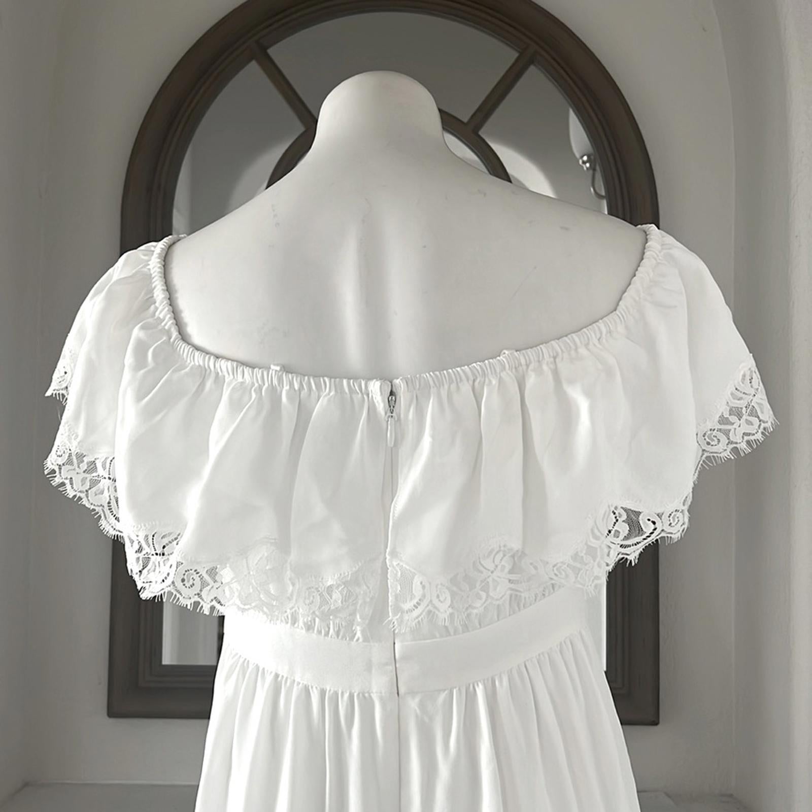 Aqua Off the Shoulder Long Evening Dress in Off-White, Size 10 New w/Tag $348