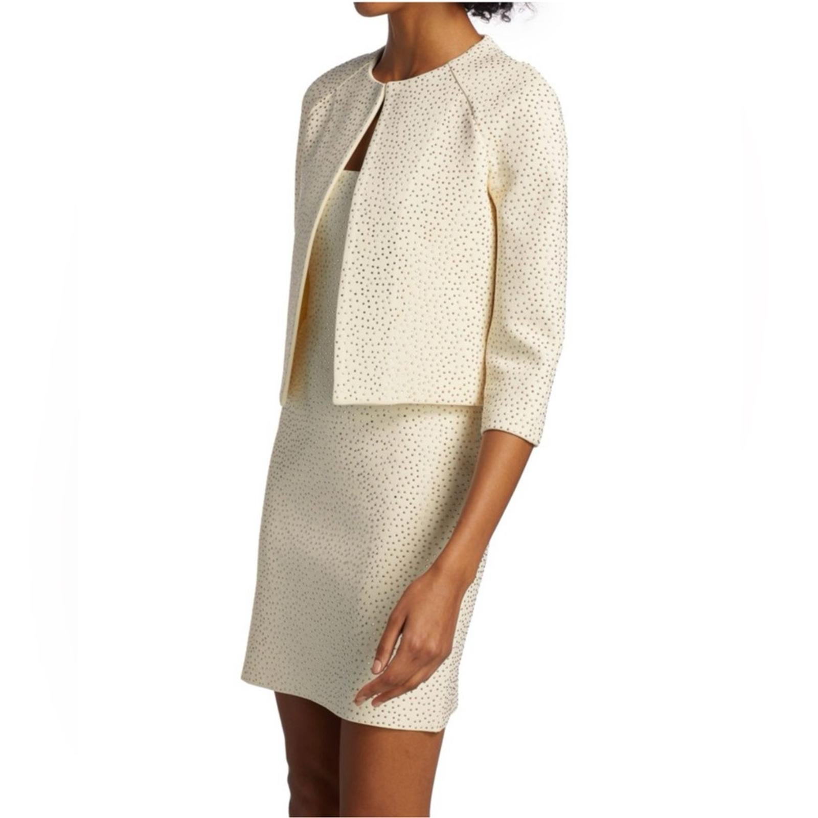 St. John Embellished Knit Jacket in Ecru, Size 0 NEW w/Tag $1,695