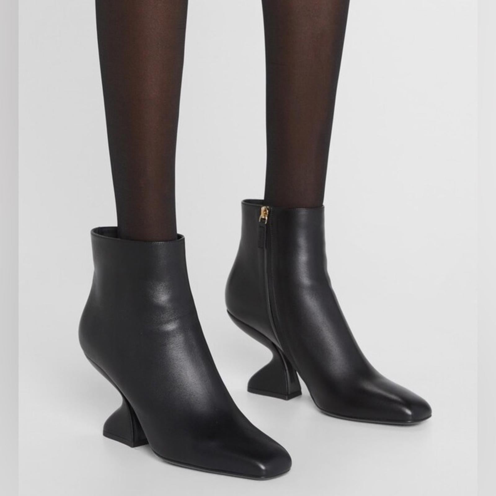 Salvatore Ferragamo Glitter Sculptural-Heel Zip Booties Size 10 New in Box $1295