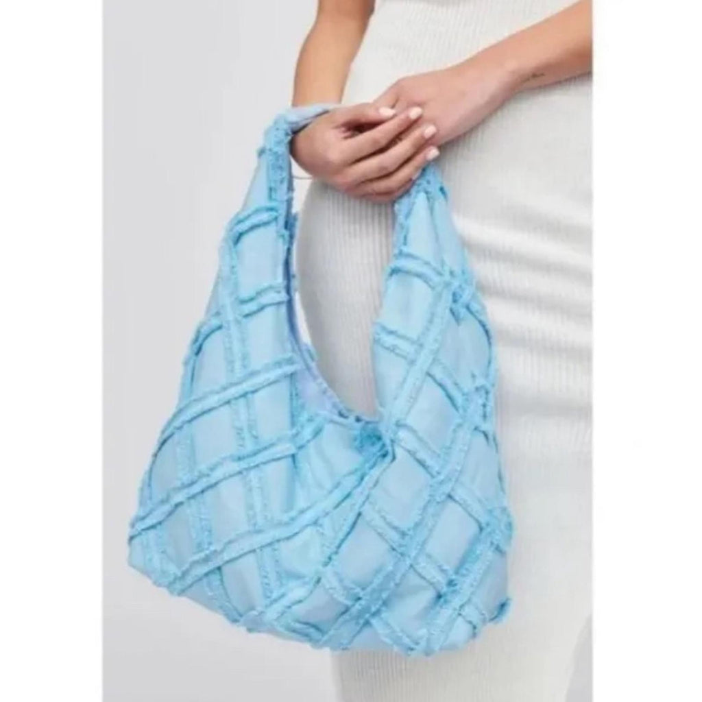 NWT Urban Expressions Barbuda cotton canvas hobo shoulder bag in Sky Blue $100