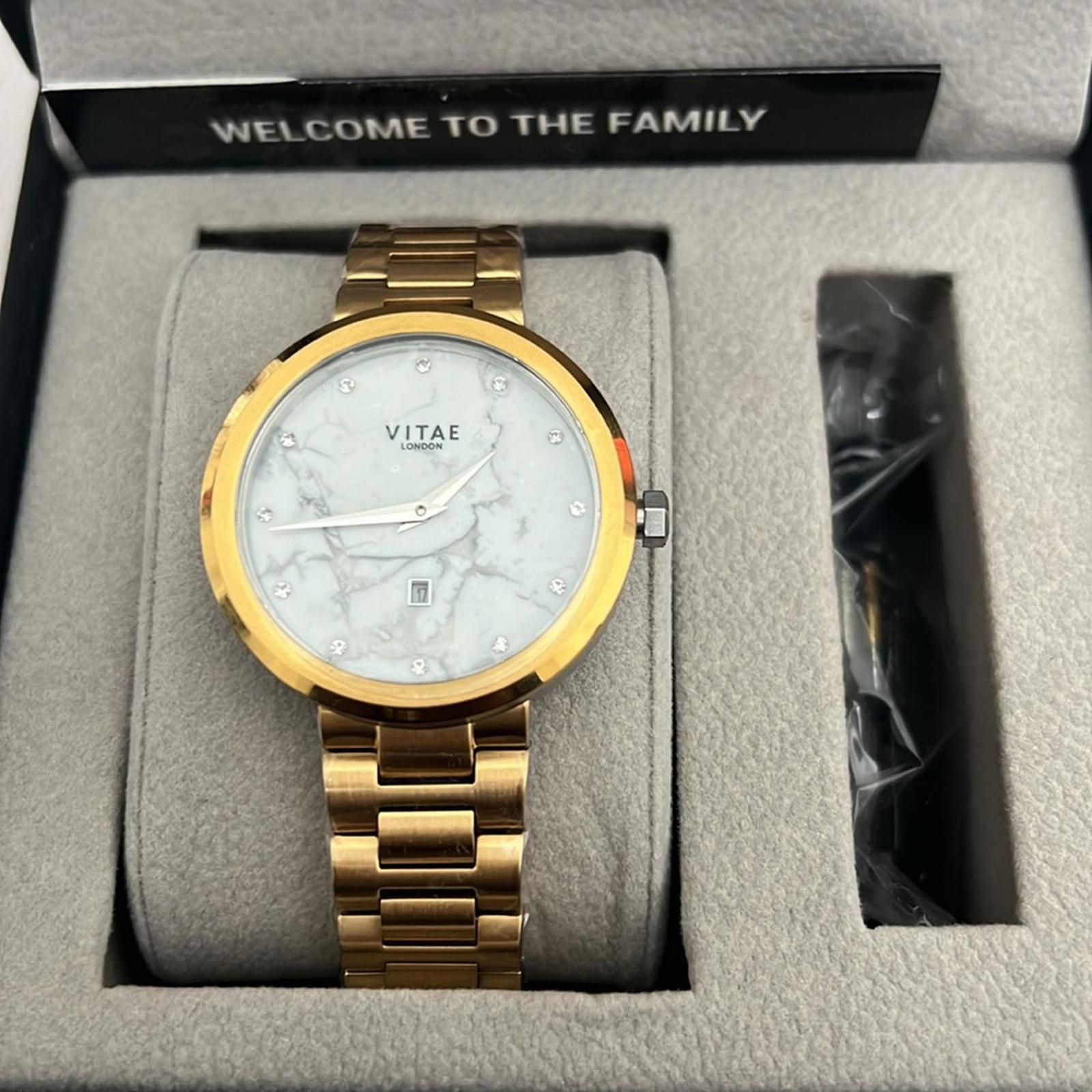 Vitae London Elmington Gold-Tone Stainless Steel Bracelet Watch 36mm NWT $259