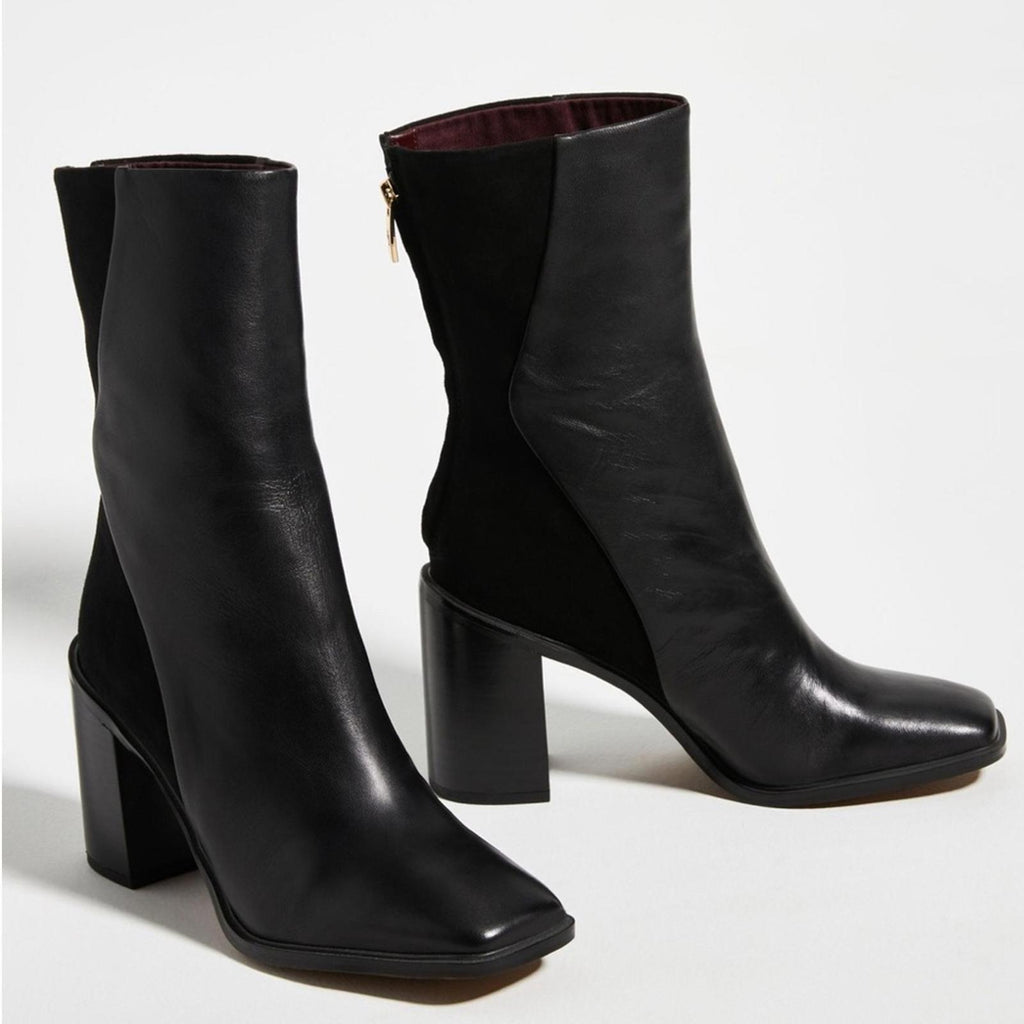 Sarto Steviena Leather Square-Toe Boots in Black Size 11 New w/o Box SOLD OUT!