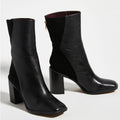 Sarto Steviena Leather Square-Toe Boots in Black Size 11 New w/o Box SOLD OUT!