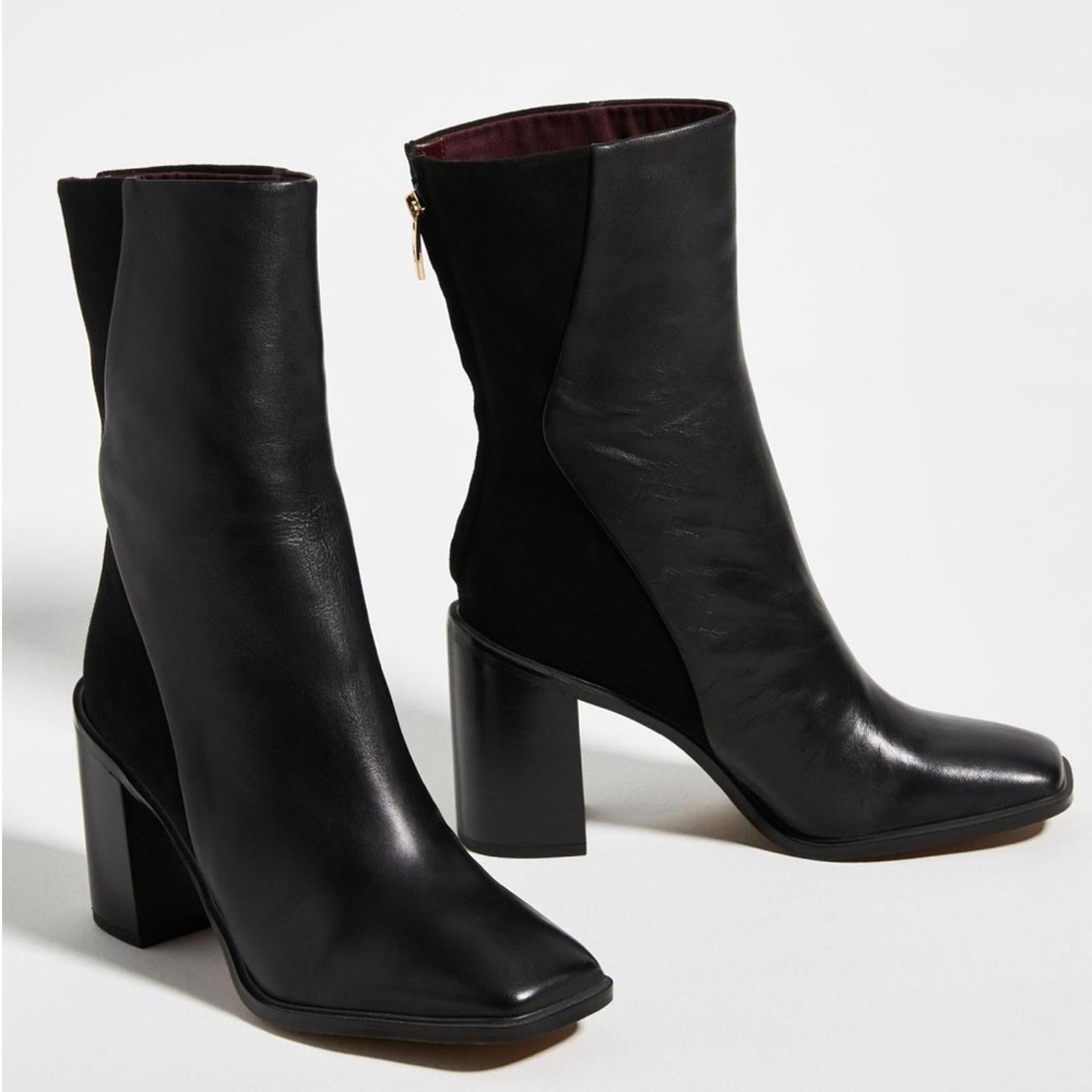 Sarto Steviena Leather Square-Toe Boots in Black Size 11 New w/o Box SOLD OUT!