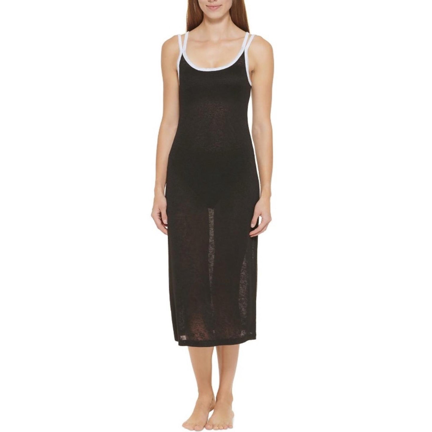 DKNY Swimwear Strappy Dress Cover-Up in Black/White Trim, Size S NEW w/Tag