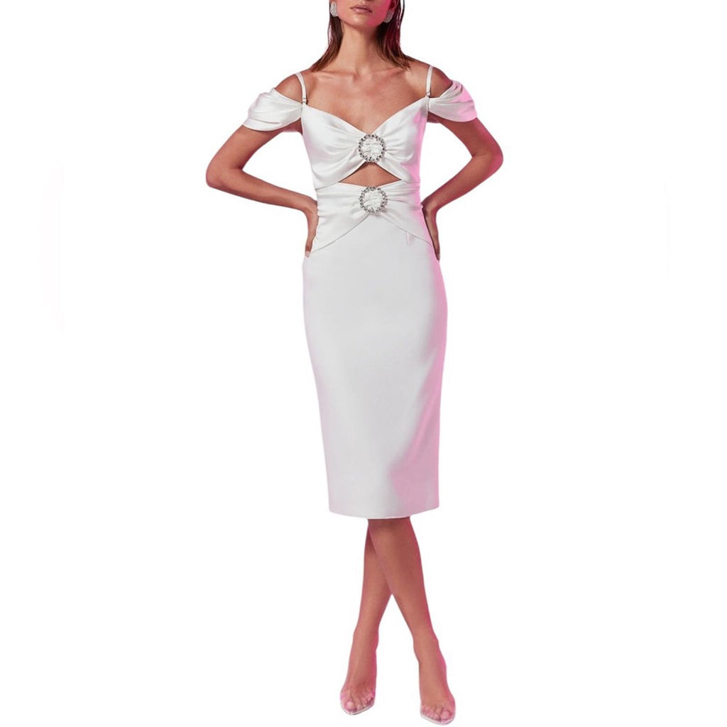 GiGii’s Luminary Reflection June Dress w/Swarovski Stone Details, White XS NWT