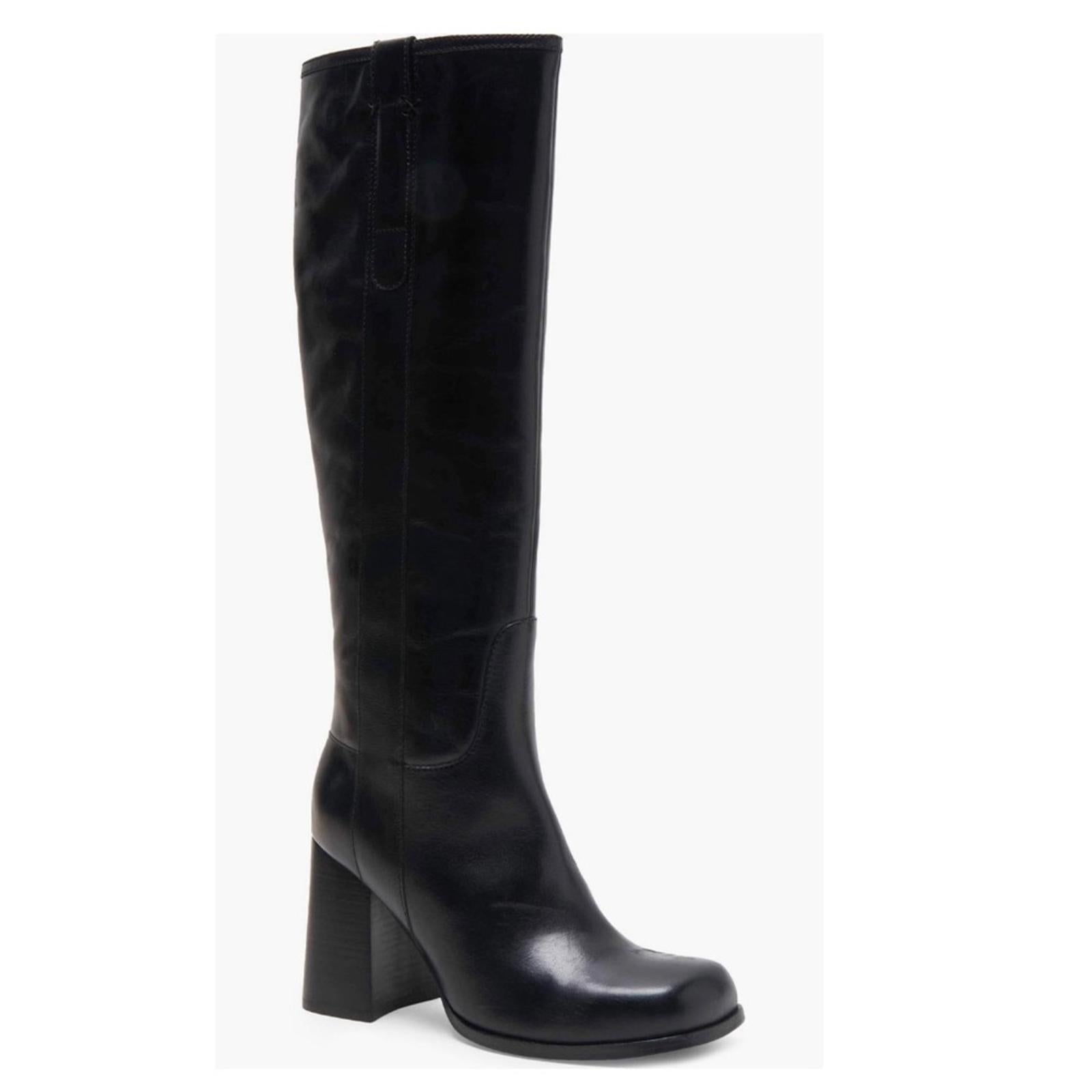 Free People Naomi Tall Leather Boots, Black, Size 6.5 New w/Tag, w/o Box