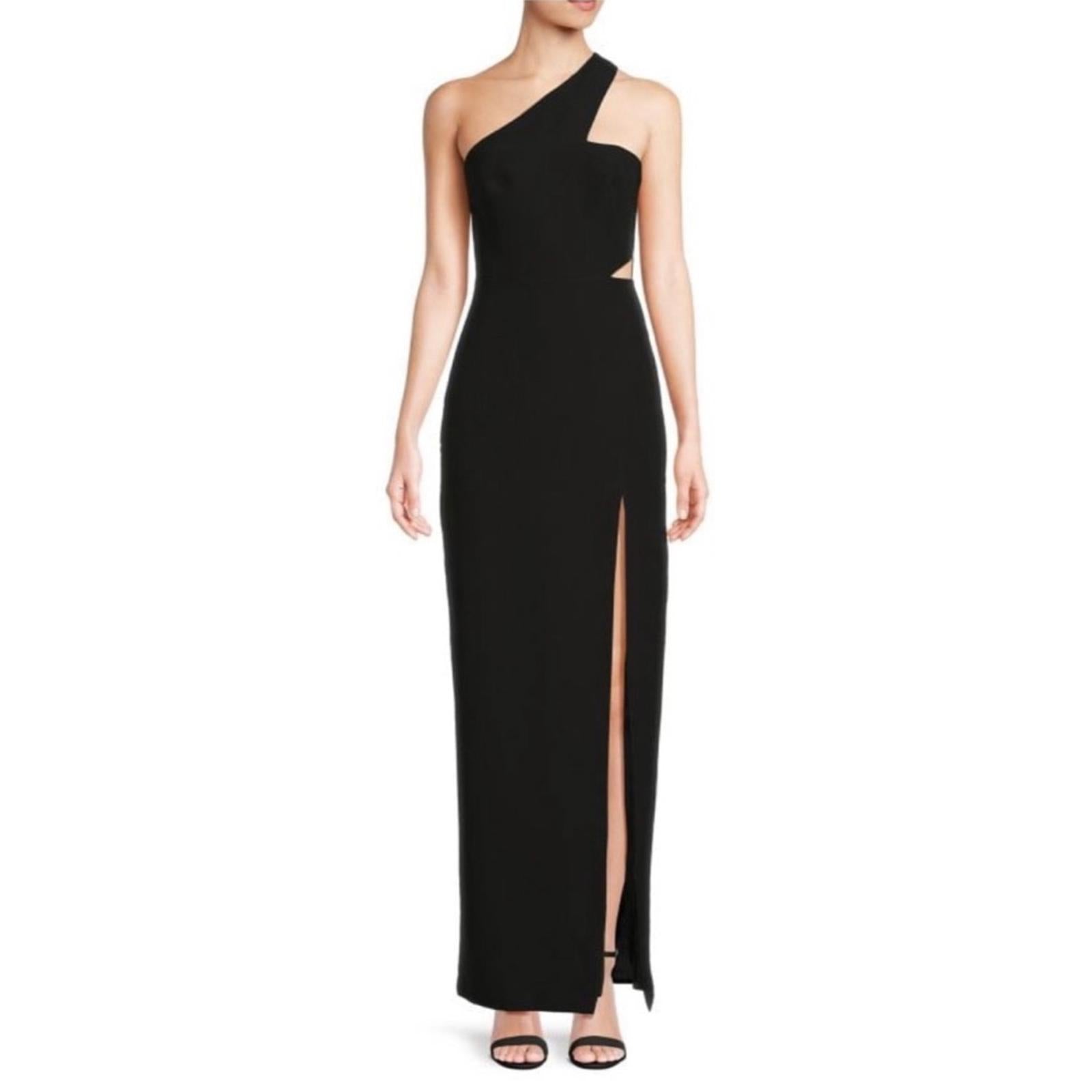 Aidan Mattox One Shoulder Crêpe Front Slit Maxi Dress, Size 0 New w/Tag $195