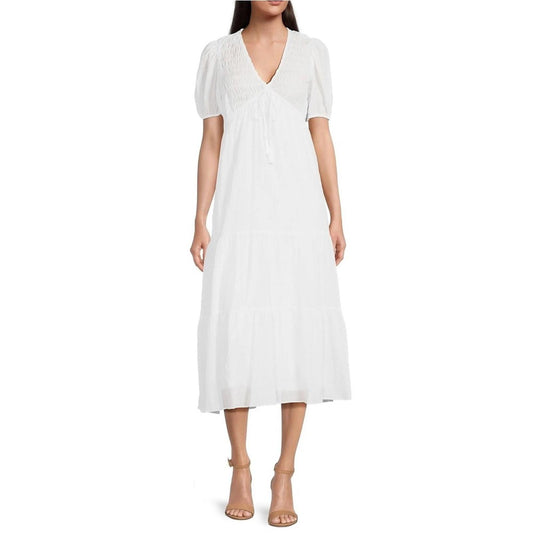 TAYLOR Smocked Tiered A-Line Dress, White Size 12 New w/Tag $139 (SOLD OUT)