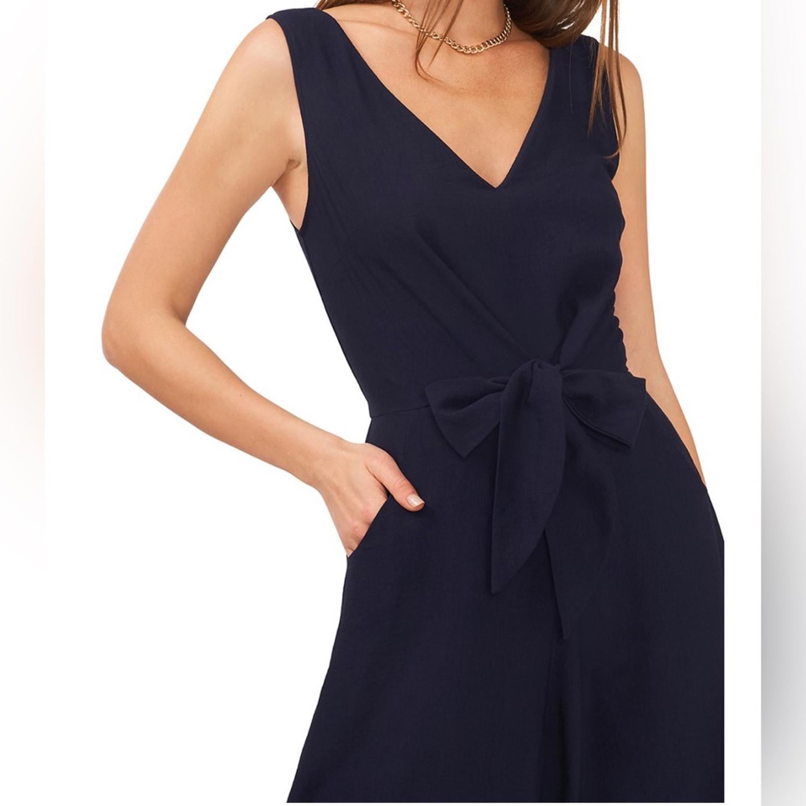 Vince Camuto V-Neck Front Tie Jumpsuit, Classic Navy New with Tag Retail $109