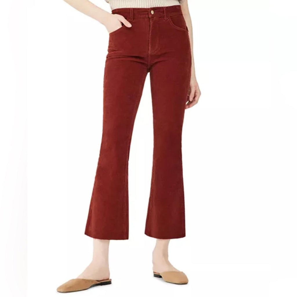 DL1961 Bridget High Rise Ankle Bootcut Corduroy Jeans in Paprika, NWT, Size 23